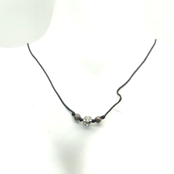 SILPADA Corded Cubic Zirconia 925 Sterling Silver Ball Petite Choker Necklace - Picture 13 of 15